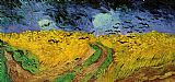 Field Canvas Paintings - Wheat Field with Crows